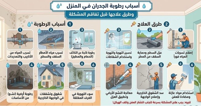 أسباب رطوبة الجدران في المنزل وطرق علاجها قبل تفاقم المشكلة